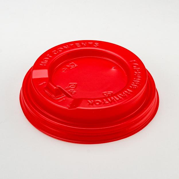 Крышка к стаканам 300-500мл красная d90мм с откидным клапаном "ГС" - 100 шт фото 1