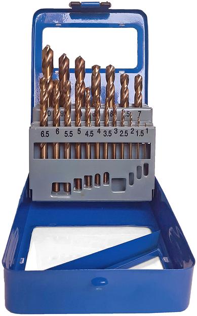 Набор сверл по металлу с кобальтом 5% в металлической коробке, 1-10 мм (через 0.5 мм), 19 шт, Cutop Profi фото 3