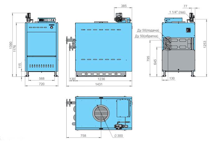 Напольный газовый котел «Rossen» RSA 200 с автоматикой безопасности Honeywell - 110 С фото 1