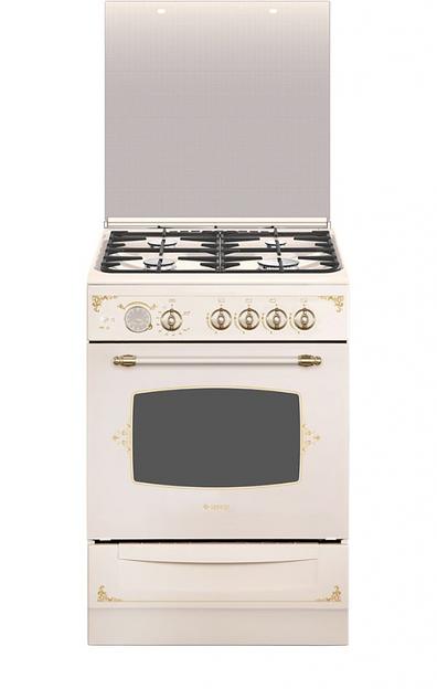 Плита Газовая Gefest ПГ 6100-03 0279 кремовый/рисунок "ретро" (стеклянная крышка) реш.чугун фото 1