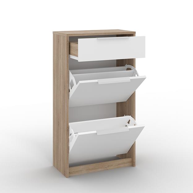 Тумба для обуви «Нордик» исполнение 1, дуб сонома, белая Аляска, опт фото 2