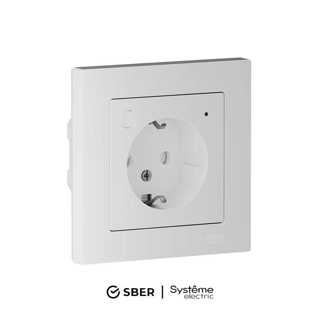 ATLASDESIGN SMART РОЗЕТКА с заземл., со шт., Zigbee, L+N, 16А, мех., БЕЛЫЙ фото 1