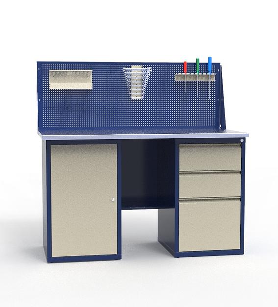 Верстак СВ-2Т.01.03.14_сб3 для мастерской металлический инструментальный фото 1