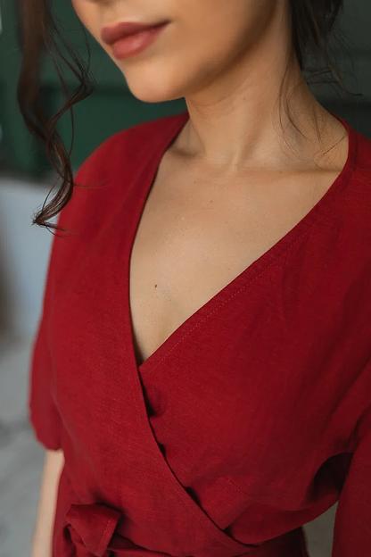 Льняное платье на запах фото 2