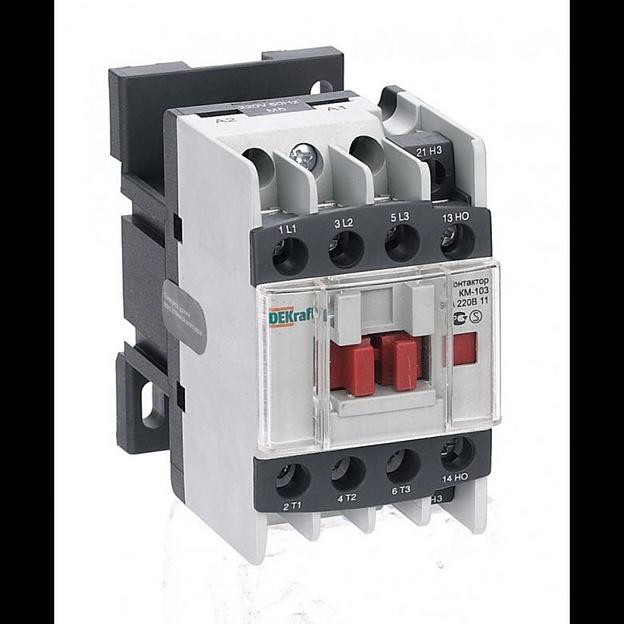 Контактор КМ-103 9А кат. 220В AC 1НО+1НЗ AC-3 DEKraft 22103DEK фото 1