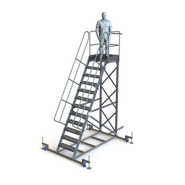 Лестница-стремянка подкатная авиационная алюминиевая СПА-3000-150 опт фото 1