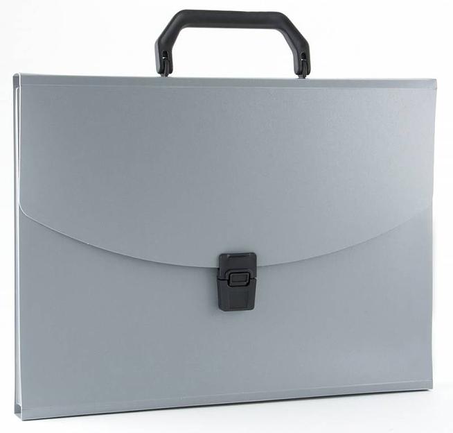 Портфель Бюрократ -BPP13GREY 13 отдел. A4 пластик 0.7мм серый фото 1
