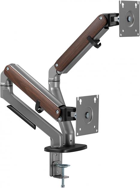 Кронштейн для мониторов Ultramounts UM735WD серый/коричневый 17"-27" макс.7кг крепление к столешнице поворот и наклон фото 2