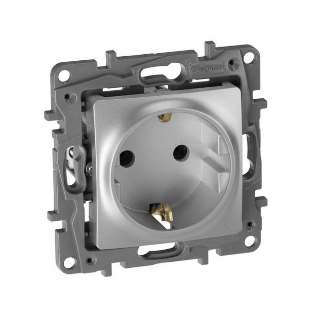 Розетка 2К+З, немецкий стандарт, винтовые зажимы, 16А, 250В~, Etika, алюминий Legrand 672421 фото 3