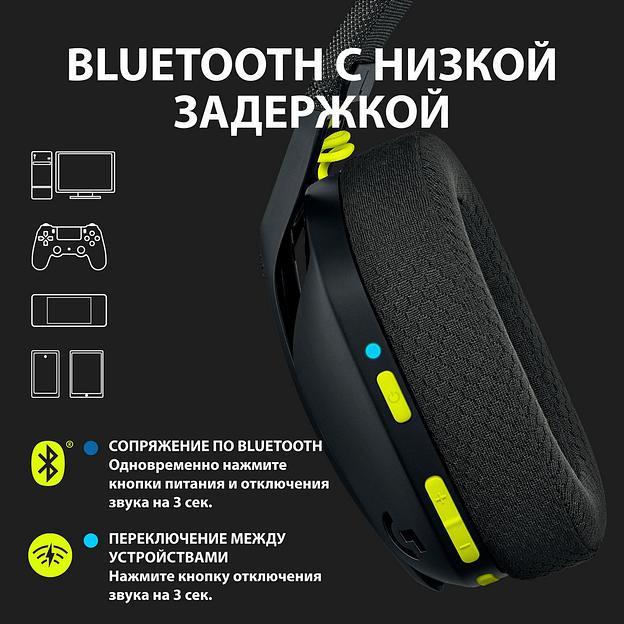Наушники с микрофоном Logitech G435 черный/желтый накладные Radio оголовье (981-001050) фото 3