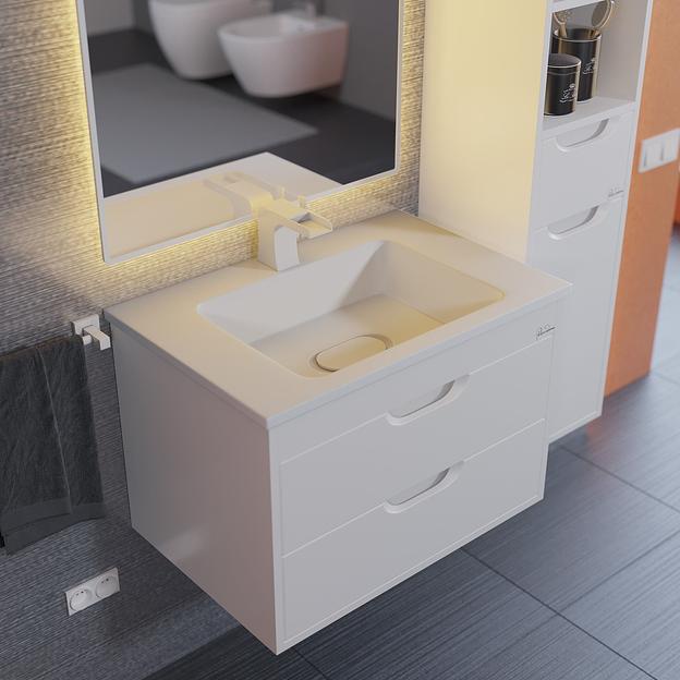 Тумба под раковину для ванной Uperwood Modul 65 см, подвесная, матовая, белая  фото 2