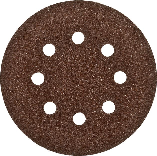 ЗУБР Круг шлифовальный "СТАНДАРТ" из абразивной бумаги на велкро основе, 8 отв., Р80, 125мм, 5шт [35350-125-080] фото 1