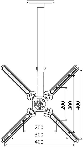 Кронштейн для телевизора Cactus CS-CP07 черный 23"-55" макс.45кг потолочный поворот и наклон фото 2