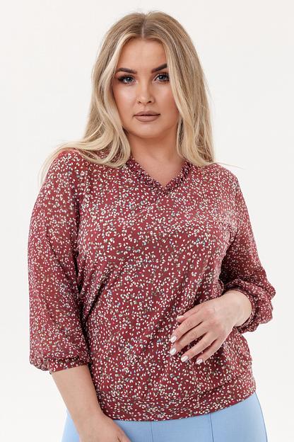 Блузка женская  7015-23/03/Красная терракота, белый  фото 1