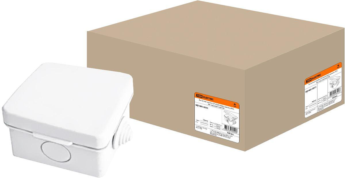 Распаячная коробка ОП 65х65х50мм, крышка, IP54, 4вх. инд. штрихкод TDM фото 1