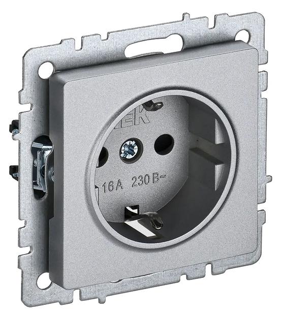 Розетка силов. IEK Brite РС11-1-0-БрА BR-R11-16-K47 одинар. скрыт. зазем. алюминий (упак.:1шт) фото 1