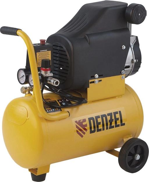 Компрессор поршневой Denzel DLC1300/24 безмасляный 206л/мин 24л 1300Вт желтый/черный фото 2