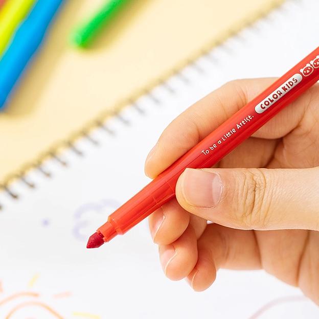 Фломастеры Deli EC161-12 Color Kids круг. конический пиш. наконечник Вентилируемый 12цв. пакет с европодвесом фото 4