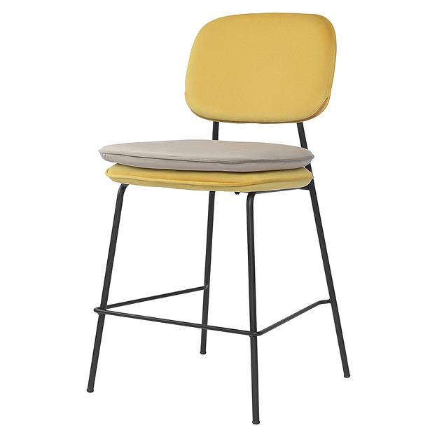 Стул полубарный Pea, велюр, желтый/бежевый фото 1