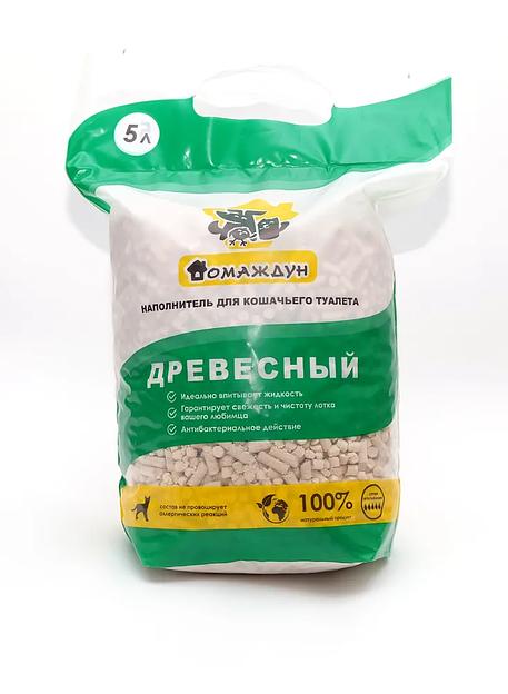 ДОМАЖДУН. Наполнитель для кошачьего туалета древесный, впитывающий 2,5 кг фото 1