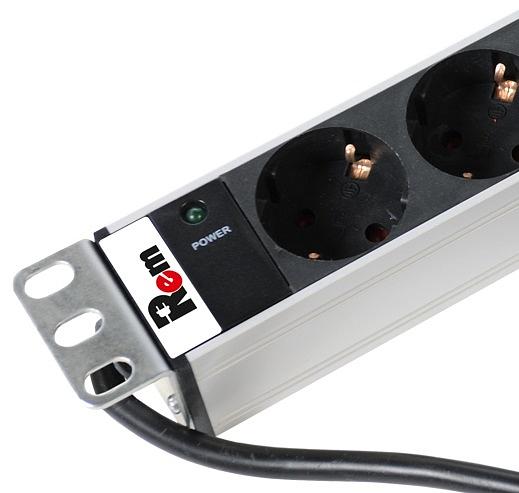 Вертикальный блок розеток Rem-16 с инд., 25 Shuko, 16A, алюм., 42-48U, шнур 3 м. (R-16-25S-I-1820-3) фото 1