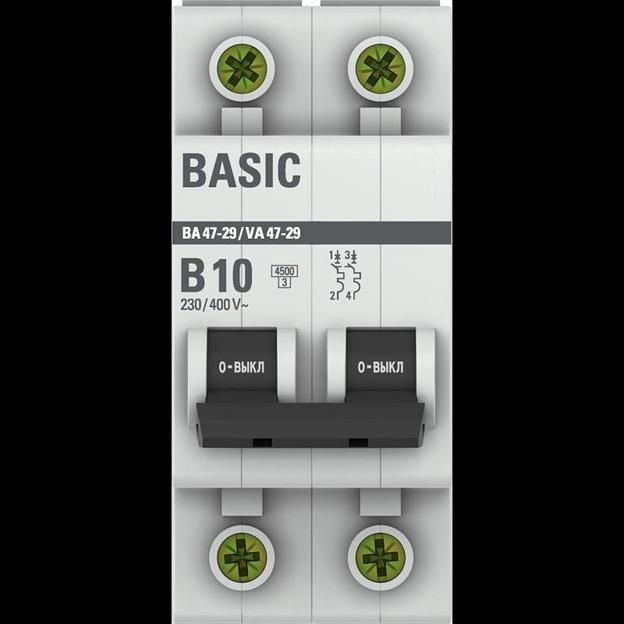 EKF mcb4729-2-10-B Автоматический выключатель 2P 10А (B) 4,5кА ВА 47-29 EKF Basic фото 2