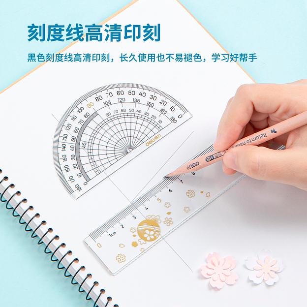 Набор линеек Deli 79540 пластик прозрачный компл.:лин.15см./треуг.2шт./трансп. фото 5