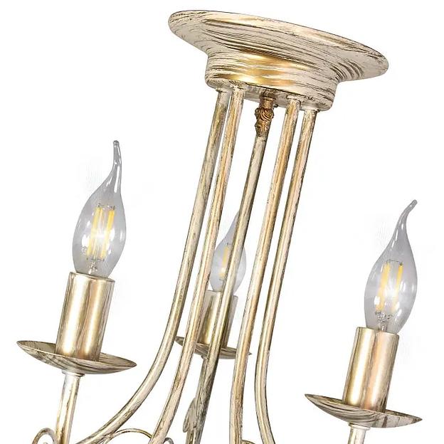 Люстра потолочная 5 ламп бежевое золото ОПТ фото 9