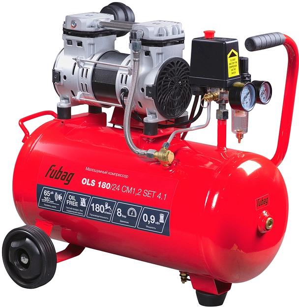 Компрессор поршневой Fubag OLS 180/24 CM1.2 Set 4.1 безмасляный 180л/мин 24л 900Вт красный/черный фото 2