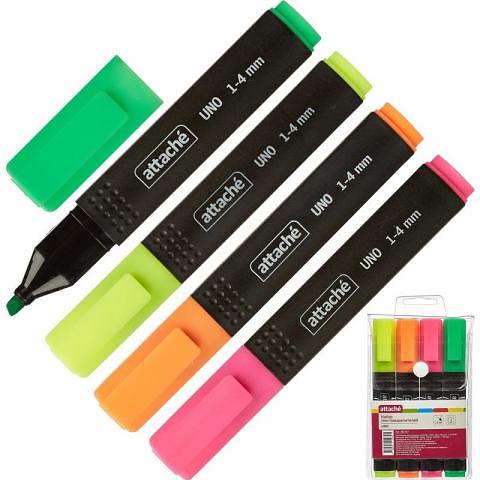 Набор маркеров текстовых, 1-4 мм, 4 цвета, Attache Economy Uno фото 1