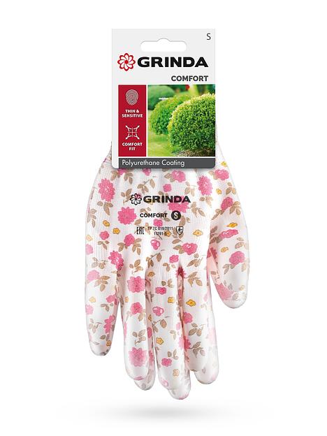 GRINDA COMFORT, S (7), садовые перчатки с прозрачным полиуретановым покрытием, розовые, 13 класс (11291-S) фото 5