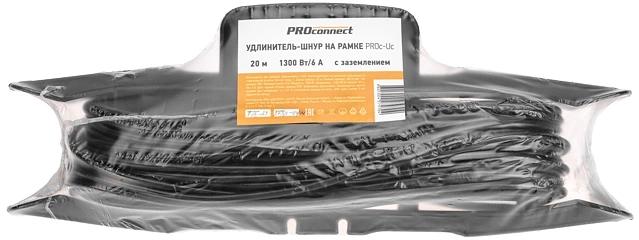 Удлинитель силовой PROconnect PROc-Uc (13-4914) 2x0.75кв.мм 1розет. 20м ПВС 6A пласт.рамка черный фото 5