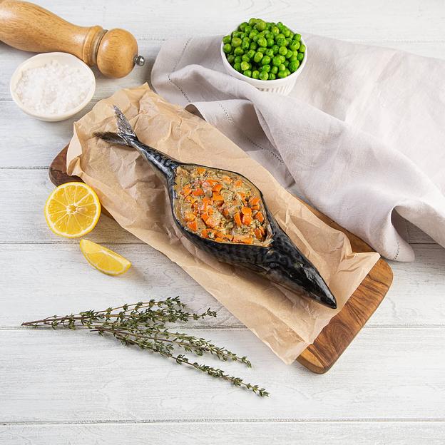 Скумбрия фаршированная овощами и сливочно-грибным соусом, весовая, замороженная фото 8