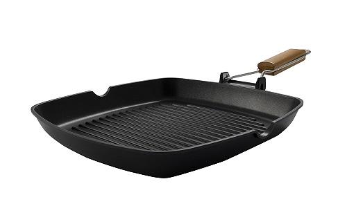 Сковорода-гриль 24*24 см. h=3,8 см. алюм. рифлен. с дерев. ручкой  Abert /1/6/ фото 1