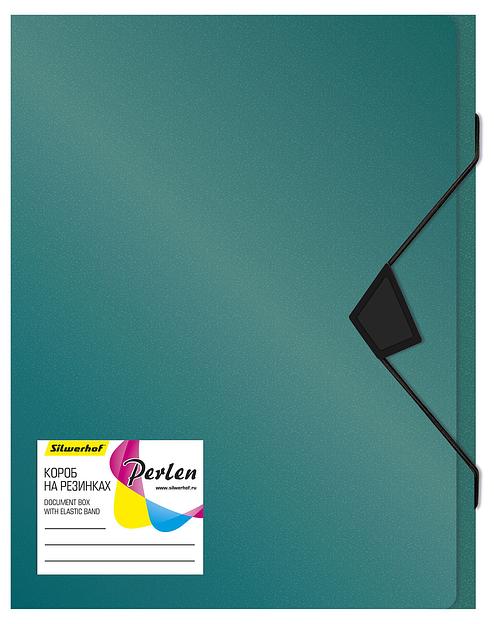 Папка-короб на резинке Silwerhof Perlen 255121-75 пластик 0.18мм A4 зеленый металлик фото 1