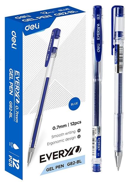Ручка гелев. Deli EveryU EG82-BL прозрачный d=0.7мм син. черн. 1стерж. кругл. фото 4