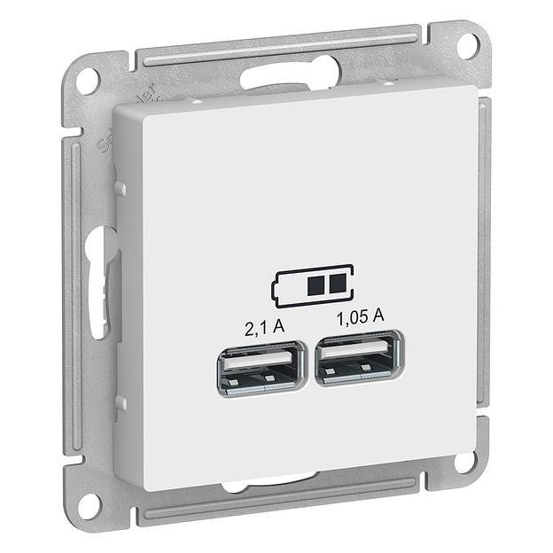 Systeme electric ATN000133 ATLASDESIGN USB РОЗЕТКА, 5В, 1 порт x 2,1 А, 2 порта х 1,05 А, механизм, БЕЛЫЙ фото 1