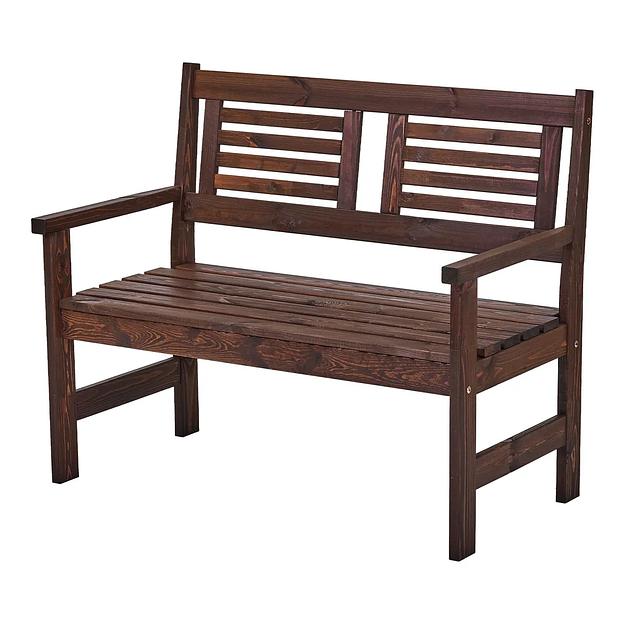 Скамья деревянная для сада и дачи, для 2-х человек Хольмен тёмно-коричневая ОПТ фото 1