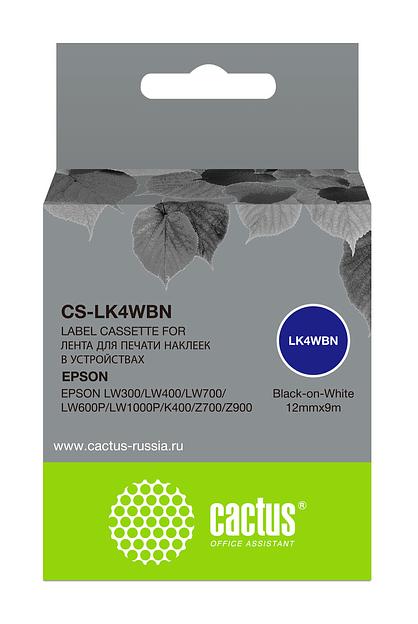 Картридж ленточный Cactus CS-LK4WBN черный для Epson LW300/LW400/LW700/LW600P/LW1000P фото 1