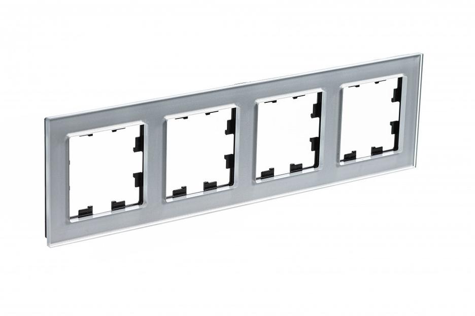 Systeme electric ATN320304 Рамка 4-постовая ATLASDESIGN NATURE, СТЕКЛО АЛЮМИНИЙ фото 1