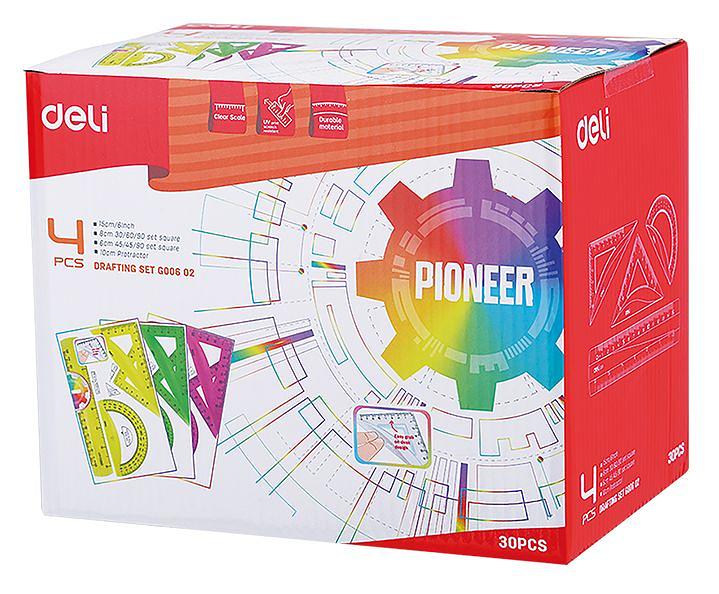 Набор для чертежей Deli EG00602 корпус ассорти в компл.:линейка 15см/прямоуг.2шт фото 1