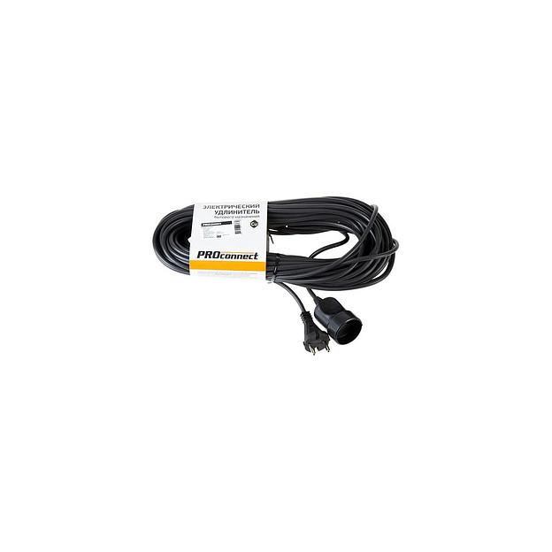 Удлинитель силовой PROCONNECT PROc-Uc, розеток 1шт, 2x0.75 кв.мм, 6A, 20м, ПВС, без катушки, черный [11-7115] фото 1
