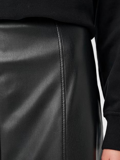 Юбка годе из экокожи, черный, опт фото 3