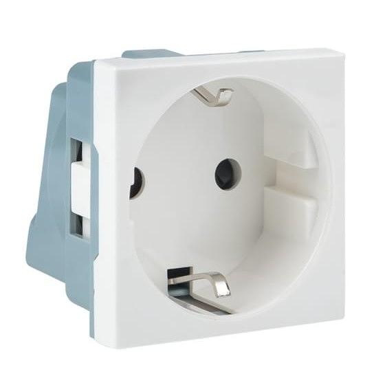 EKF E2MR16-028-10 Розетка 45х45 (2 модуля), с заземлением. белая, прямая фото 1