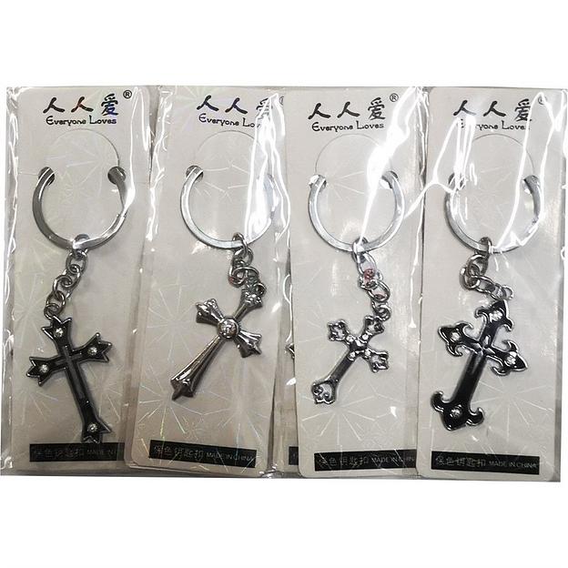 Брелок металлический Крест со стразой 12 шт ОПТ фото 3