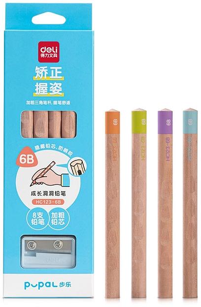 Карандаш ч/г Deli HC123-6B Pupal 6В коробка + точилка фото 1