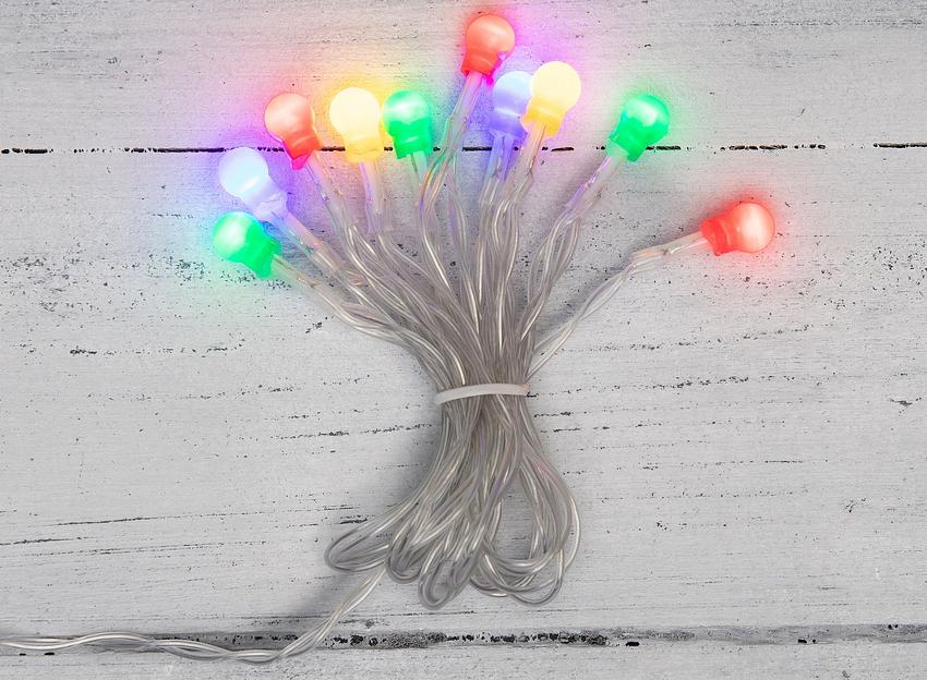 NEON-NIGHT 303-092 Гирлянда светодиодная «Шарики» 1.5 м, 10 LED, прозрачный ПВХ, цвет свечения мультиколор, 2 х АА (батарейки не в комплекте) фото 3