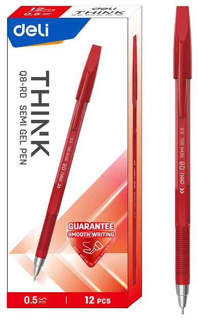 Набор ручек шариков. Deli Think EQ8-RD красные (12шт) линия 0.7мм фото 1