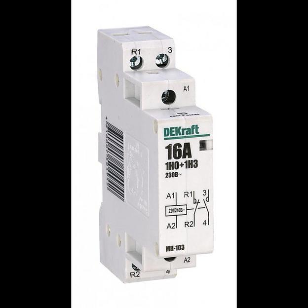 Контактор модульный МК-103 1НО+1НЗ 16А 230В DEKraft 18051DEK фото 1