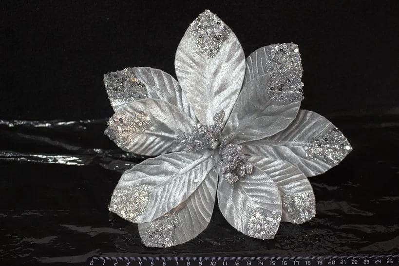 Цветок Декор 25х5см серебро фото 1